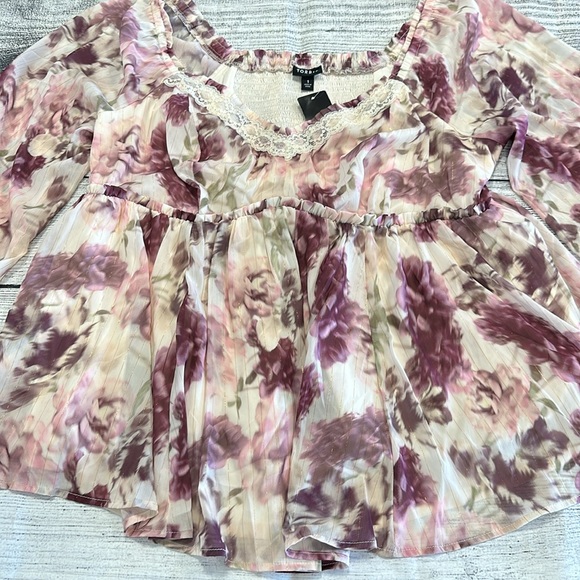 Torrid • Babydoll Crinkle Chiffon Blouson Sleeve Top • Sz 1X (14-16) • NWT!! - Picture 7 of 9